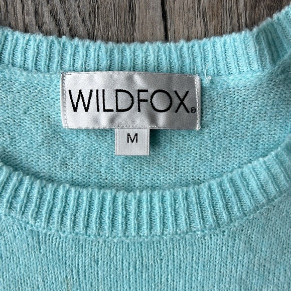 Wildfox Sweater Blue Distressed Ice Queen Long Sleeve Sweater Size Medium - Picture 2 of 11